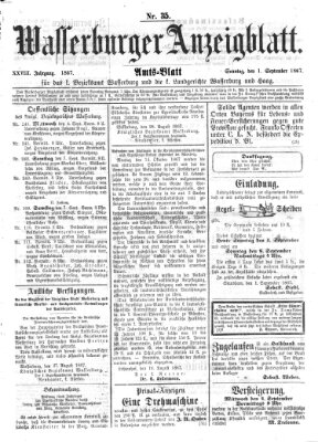 Wasserburger Anzeigblatt (Wasserburger Wochenblatt) Sonntag 1. September 1867