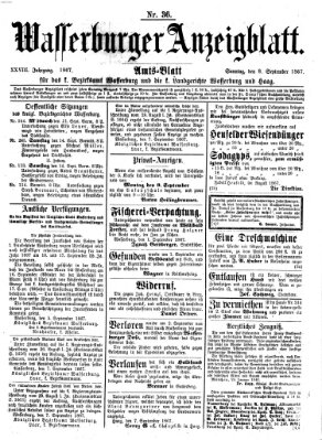 Wasserburger Anzeigblatt (Wasserburger Wochenblatt) Sonntag 8. September 1867