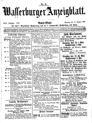 Wasserburger Anzeigblatt (Wasserburger Wochenblatt) Sonntag 19. Januar 1868