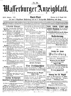 Wasserburger Anzeigblatt (Wasserburger Wochenblatt) Sonntag 23. August 1868