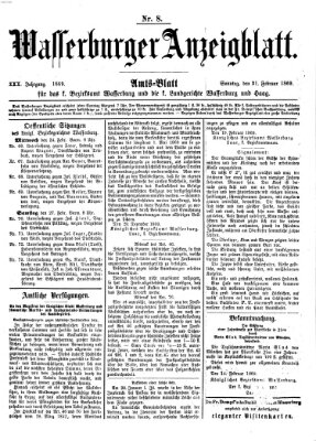 Wasserburger Anzeigblatt (Wasserburger Wochenblatt) Sonntag 21. Februar 1869