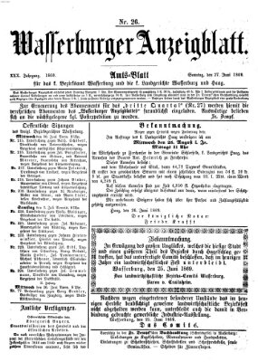 Wasserburger Anzeigblatt (Wasserburger Wochenblatt) Sonntag 27. Juni 1869