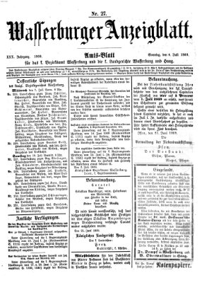 Wasserburger Anzeigblatt (Wasserburger Wochenblatt) Sonntag 4. Juli 1869