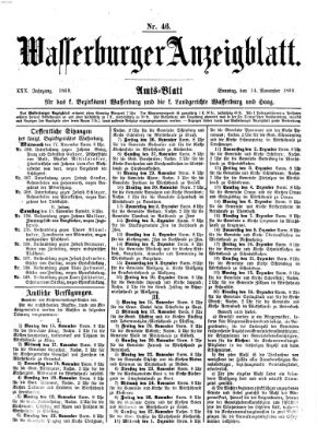 Wasserburger Anzeigblatt (Wasserburger Wochenblatt) Sonntag 14. November 1869