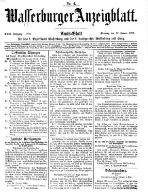 Wasserburger Anzeigblatt (Wasserburger Wochenblatt) Sonntag 23. Januar 1870