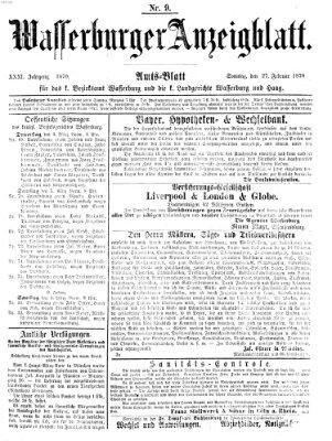 Wasserburger Anzeigblatt (Wasserburger Wochenblatt) Sonntag 27. Februar 1870