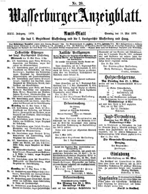 Wasserburger Anzeigblatt (Wasserburger Wochenblatt) Sonntag 15. Mai 1870