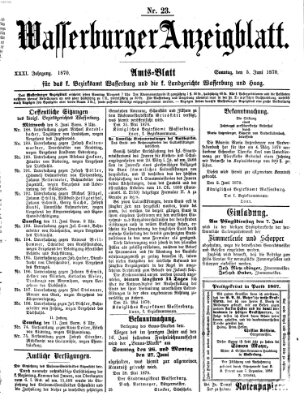 Wasserburger Anzeigblatt (Wasserburger Wochenblatt) Sonntag 5. Juni 1870