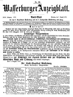 Wasserburger Anzeigblatt (Wasserburger Wochenblatt) Sonntag 7. August 1870