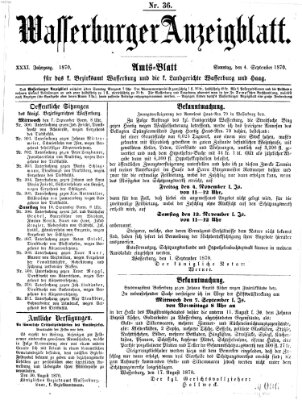 Wasserburger Anzeigblatt (Wasserburger Wochenblatt) Sonntag 4. September 1870