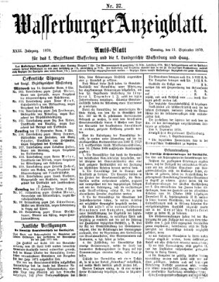 Wasserburger Anzeigblatt (Wasserburger Wochenblatt) Sonntag 11. September 1870