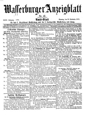 Wasserburger Anzeigblatt (Wasserburger Wochenblatt) Sonntag 20. November 1870