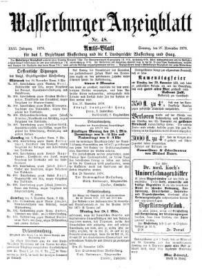 Wasserburger Anzeigblatt (Wasserburger Wochenblatt) Sonntag 27. November 1870
