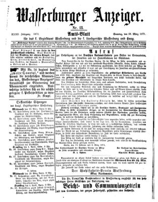 Wasserburger Anzeiger (Wasserburger Wochenblatt) Sonntag 26. März 1871