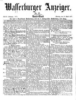 Wasserburger Anzeiger (Wasserburger Wochenblatt) Sonntag 23. April 1871