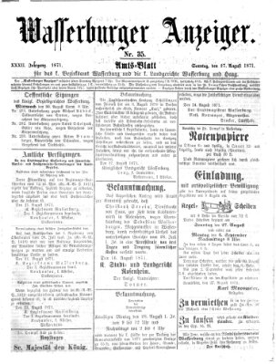 Wasserburger Anzeiger (Wasserburger Wochenblatt) Sonntag 27. August 1871