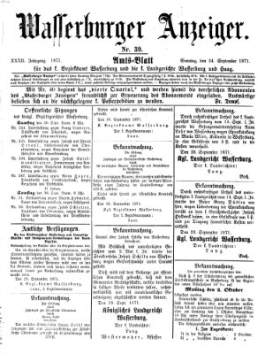 Wasserburger Anzeiger (Wasserburger Wochenblatt) Sonntag 24. September 1871