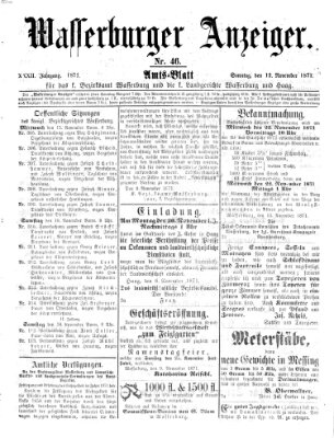 Wasserburger Anzeiger (Wasserburger Wochenblatt) Sonntag 12. November 1871