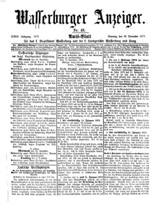 Wasserburger Anzeiger (Wasserburger Wochenblatt) Sonntag 26. November 1871