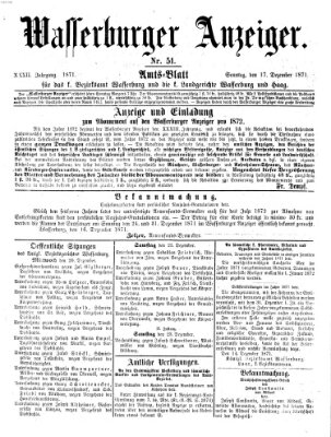 Wasserburger Anzeiger (Wasserburger Wochenblatt) Sonntag 17. Dezember 1871