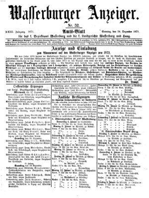 Wasserburger Anzeiger (Wasserburger Wochenblatt) Sonntag 24. Dezember 1871