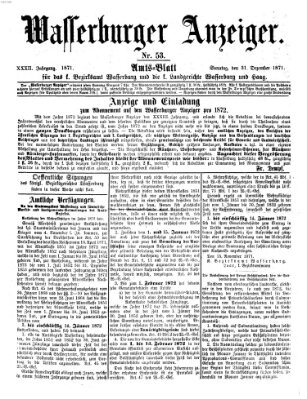 Wasserburger Anzeiger (Wasserburger Wochenblatt) Sonntag 31. Dezember 1871