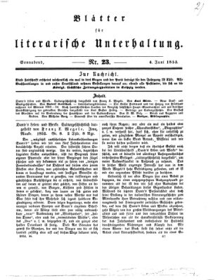 Blätter für literarische Unterhaltung Samstag 4. Juni 1853