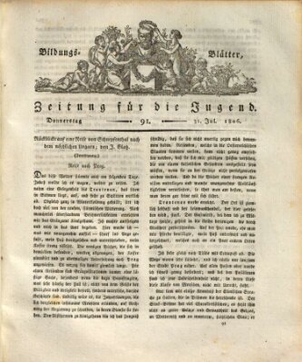 Bildungsblätter oder Zeitung für die Jugend Donnerstag 31. Juli 1806