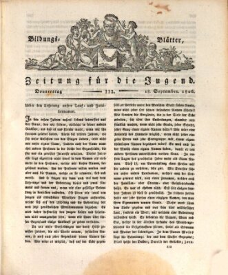 Bildungsblätter oder Zeitung für die Jugend Donnerstag 18. September 1806