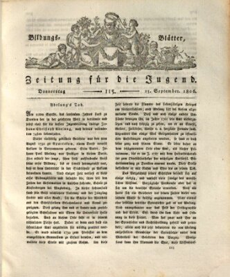 Bildungsblätter oder Zeitung für die Jugend Donnerstag 25. September 1806