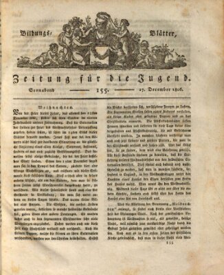 Bildungsblätter oder Zeitung für die Jugend Samstag 27. Dezember 1806