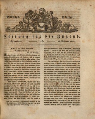 Bildungsblätter oder Zeitung für die Jugend Samstag 28. Februar 1807