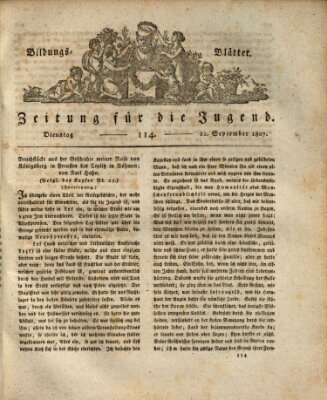 Bildungsblätter oder Zeitung für die Jugend Dienstag 22. September 1807