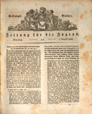 Bildungsblätter oder Zeitung für die Jugend Dienstag 2. August 1808