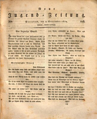 Neue Jugendzeitung (Bildungsblätter oder Zeitung für die Jugend) Samstag 8. September 1810