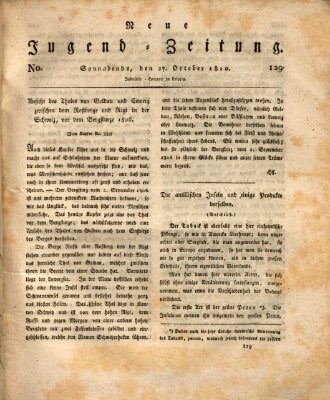 Neue Jugendzeitung (Bildungsblätter oder Zeitung für die Jugend) Samstag 27. Oktober 1810