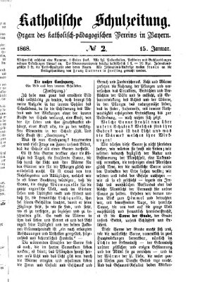 Katholische Schulzeitung (Bayerische Schulzeitung) Mittwoch 15. Januar 1868