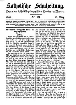 Katholische Schulzeitung (Bayerische Schulzeitung) Samstag 28. März 1868