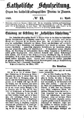 Katholische Schulzeitung (Bayerische Schulzeitung) Samstag 11. April 1868