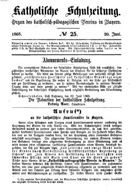 Katholische Schulzeitung (Bayerische Schulzeitung) Samstag 20. Juni 1868