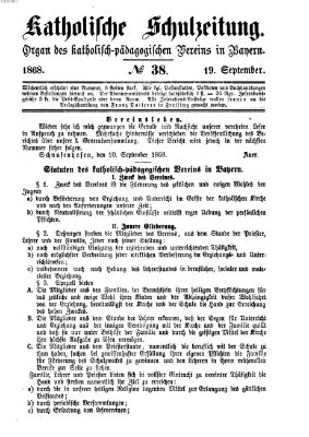 Katholische Schulzeitung (Bayerische Schulzeitung) Samstag 19. September 1868