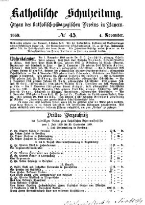 Katholische Schulzeitung (Bayerische Schulzeitung) Donnerstag 4. November 1869