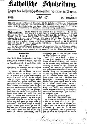 Katholische Schulzeitung (Bayerische Schulzeitung) Donnerstag 18. November 1869