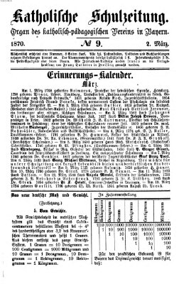 Katholische Schulzeitung (Bayerische Schulzeitung) Mittwoch 2. März 1870