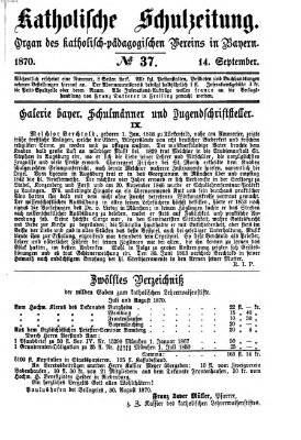 Katholische Schulzeitung (Bayerische Schulzeitung) Mittwoch 14. September 1870