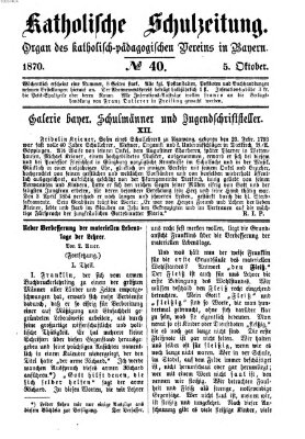 Katholische Schulzeitung (Bayerische Schulzeitung) Mittwoch 5. Oktober 1870