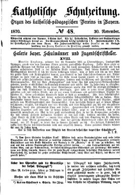 Katholische Schulzeitung (Bayerische Schulzeitung) Mittwoch 30. November 1870