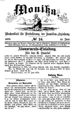 Katholische Schulzeitung (Bayerische Schulzeitung) Mittwoch 15. Juni 1870