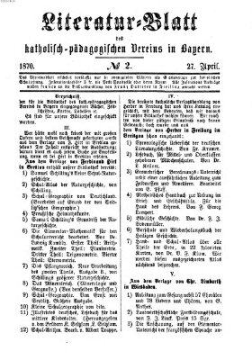 Katholische Schulzeitung (Bayerische Schulzeitung) Mittwoch 27. April 1870