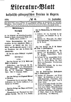 Katholische Schulzeitung (Bayerische Schulzeitung) Mittwoch 14. September 1870